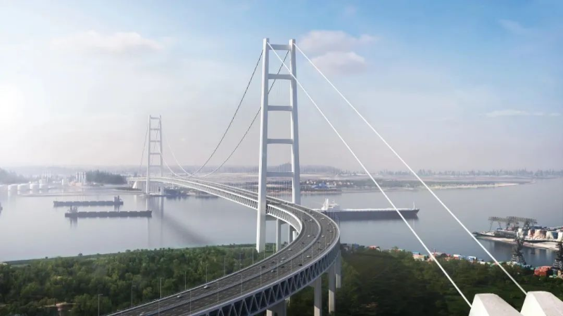 狮子洋大桥采用双层钢桁悬索桥结构